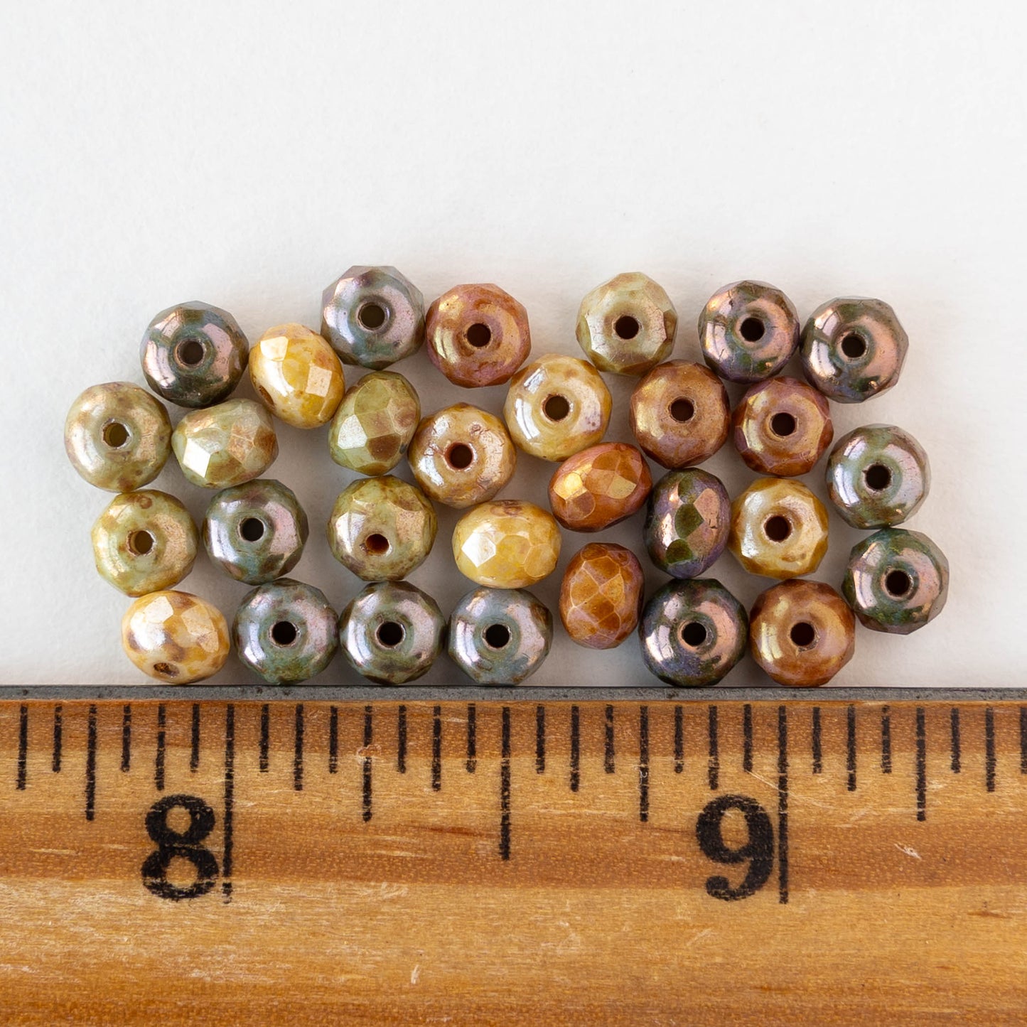 4x5mm Faceted Glass Rondelles - Pastel Picasso Luster Mix - 30 Beads