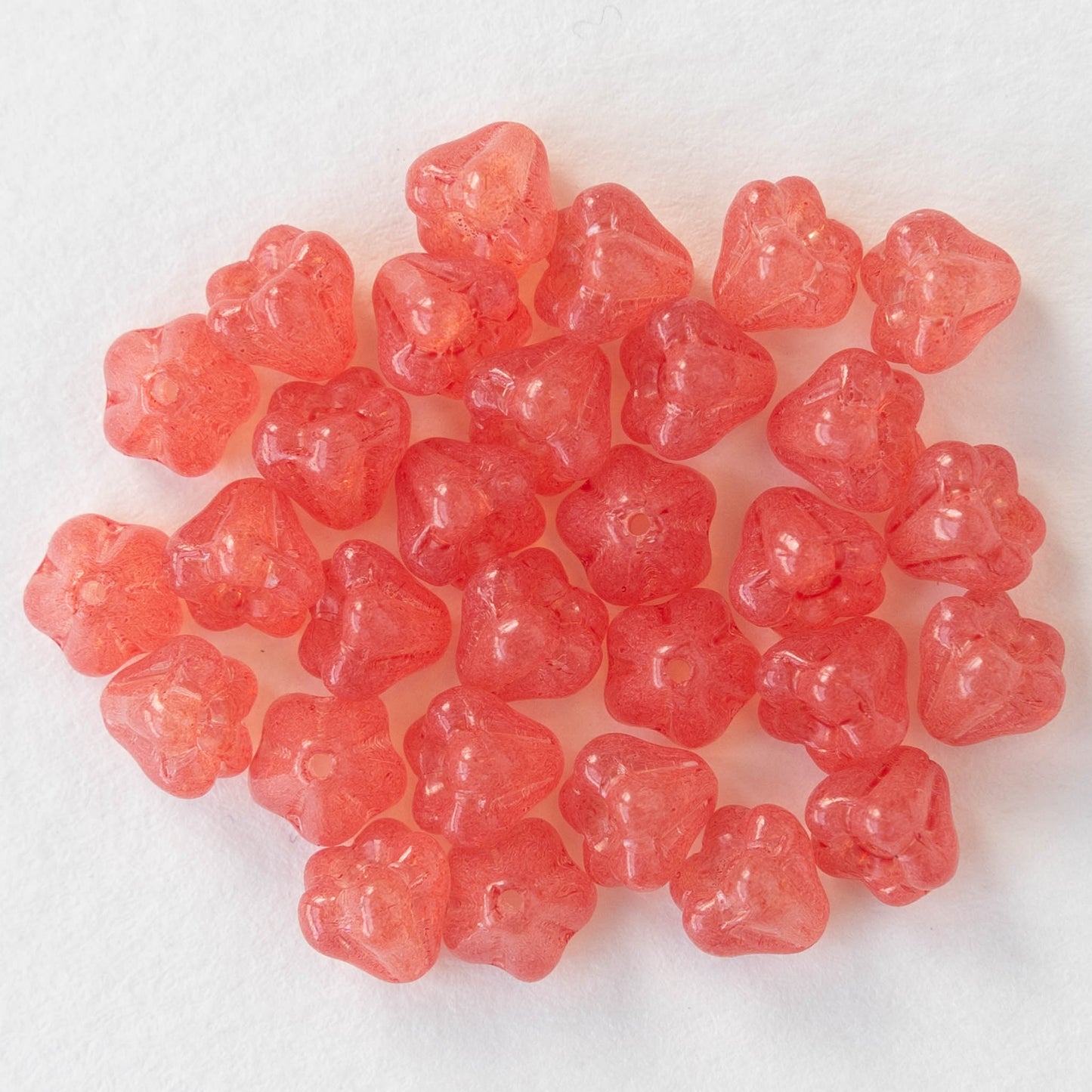 4x6mm Bell Flower Beads - Coral Pink - 30 Beads