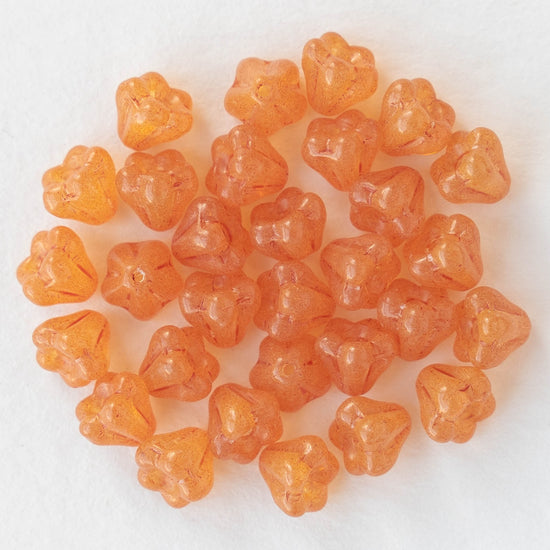 4x6mm Bell Flower Beads - Orange - 30 Beads