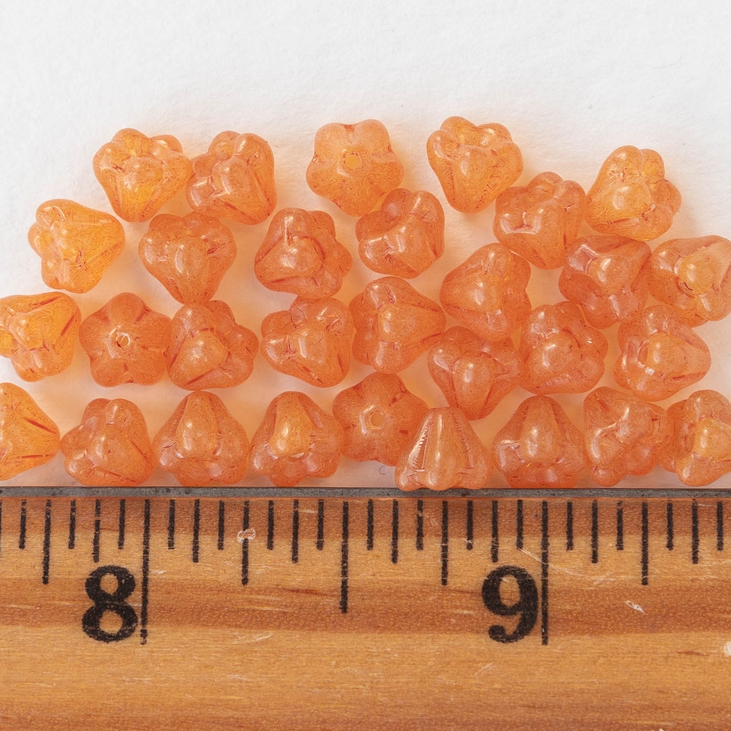 4x6mm Bell Flower Beads - Orange - 30 Beads