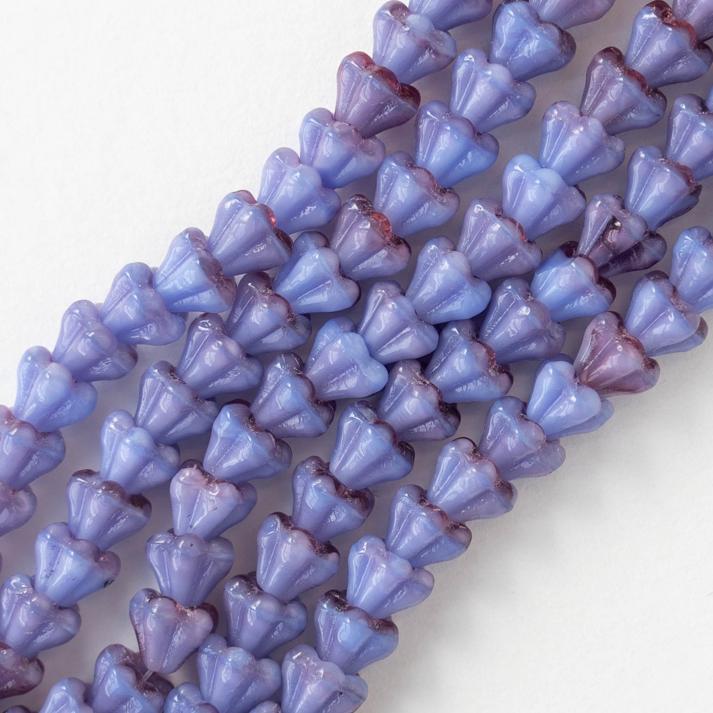 4x6mm Glass Flower Beads - Opaque Lavender Mix - 50 Beads