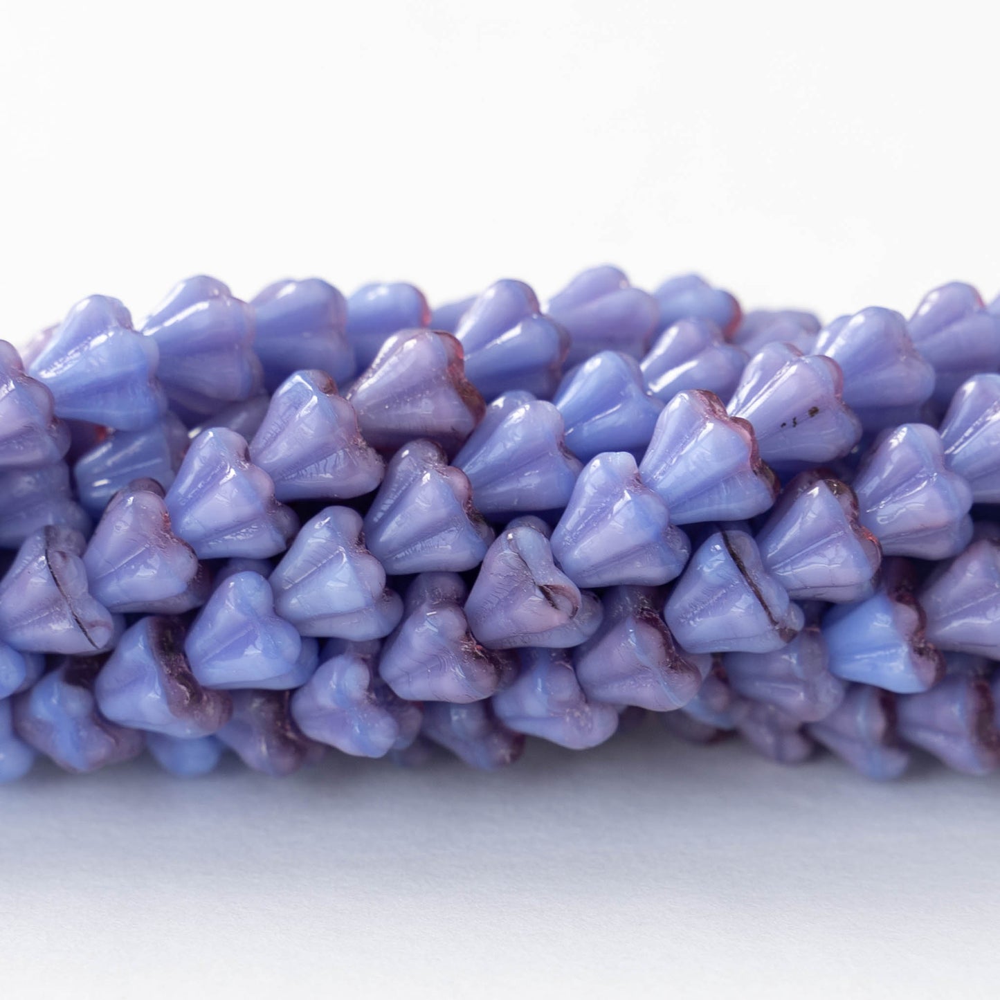 4x6mm Glass Flower Beads - Opaque Lavender Mix - 50 Beads