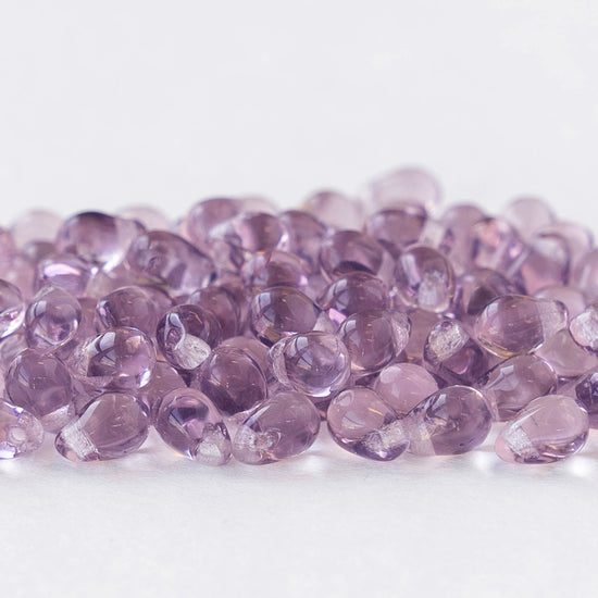 4x6mm Glass Teardrop Beads - Light Amethyst - 100 Beads