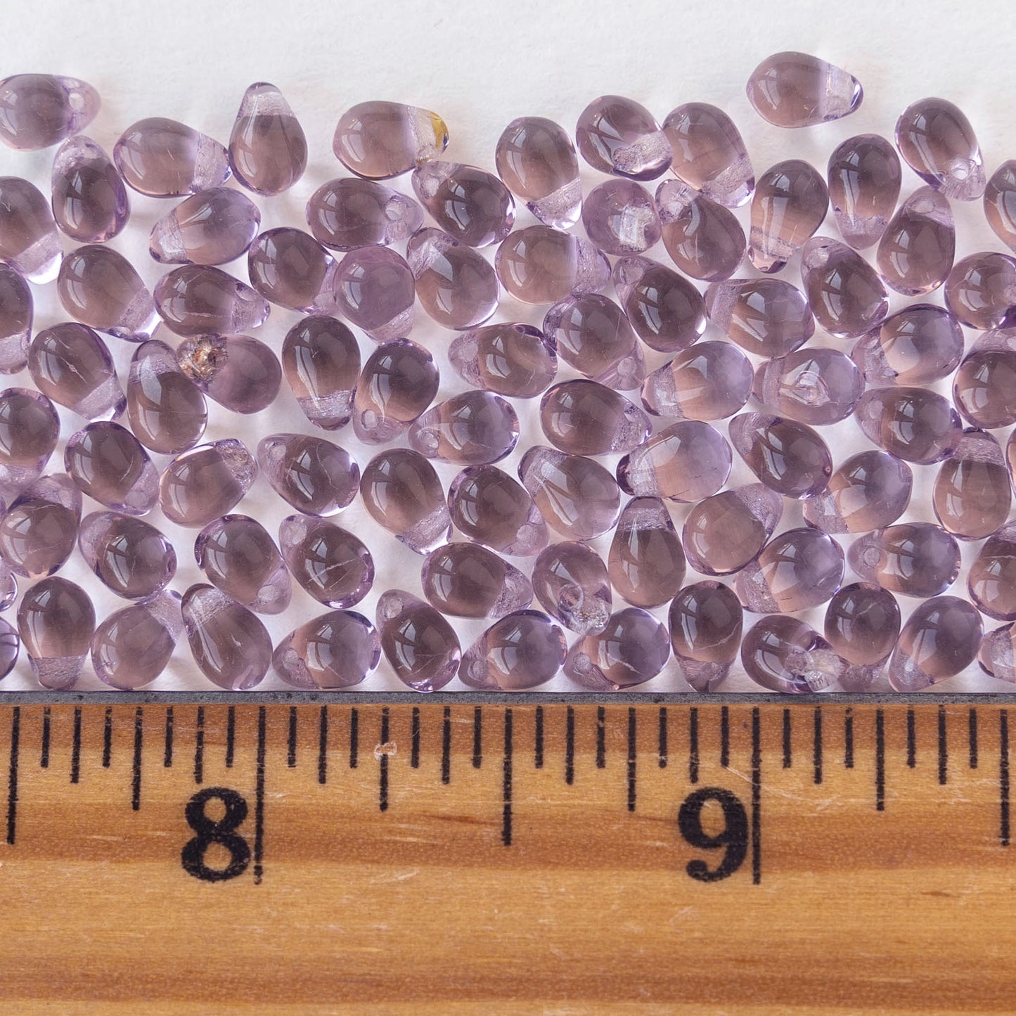 4x6mm Glass Teardrop Beads - Light Amethyst - 100 Beads