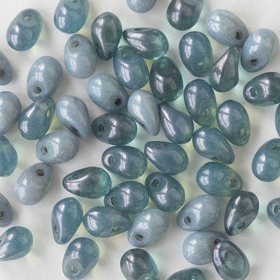 4x6mm Glass Teardrop Beads -  Blues Mix - 50 Beads