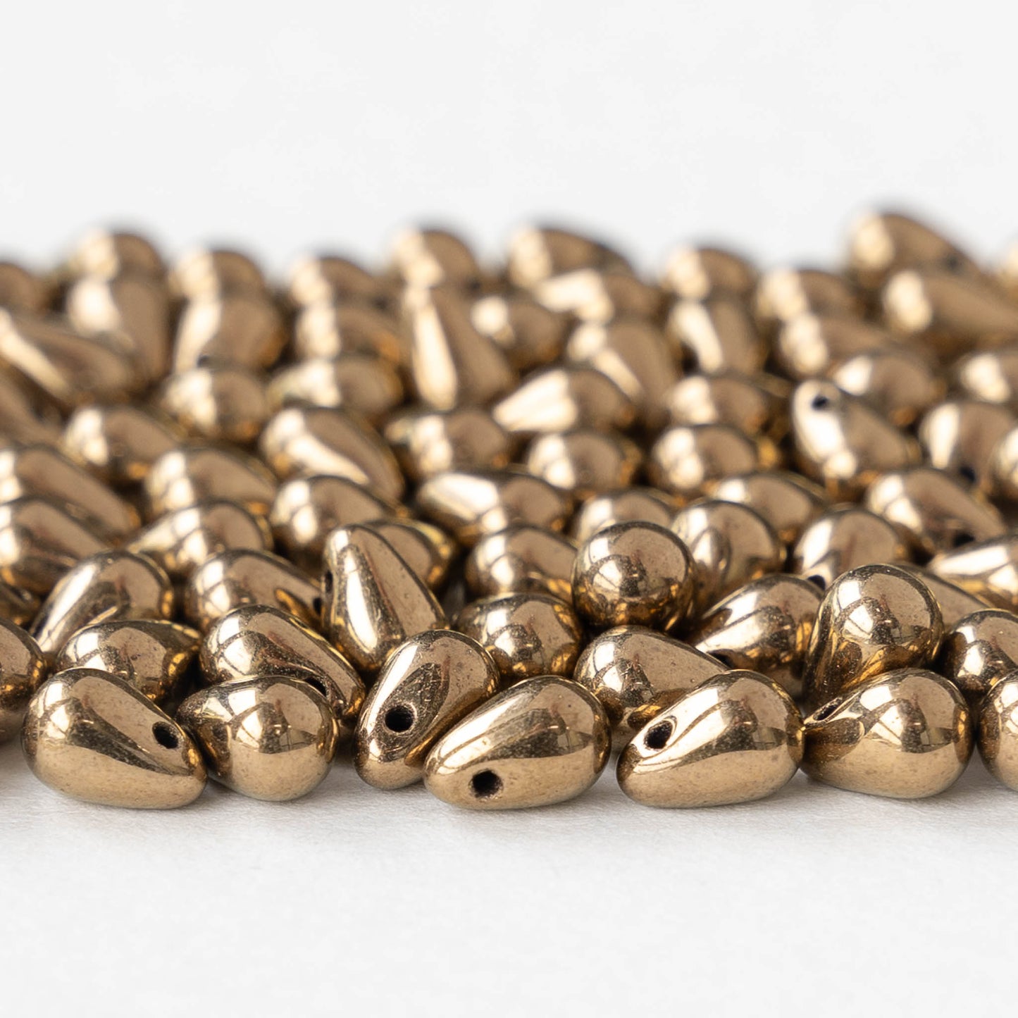 4x6mm Glass Teardrop Beads - Metallic Gold Bronze Luster - 100 Beads