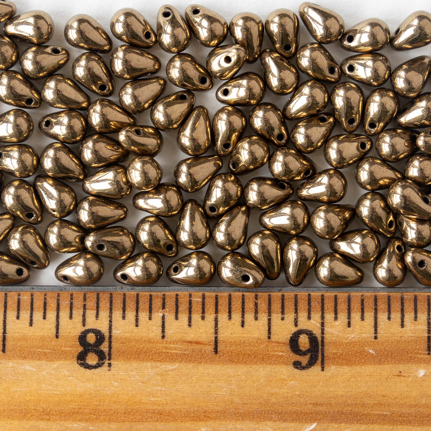 4x6mm Glass Teardrop Beads - Metallic Gold Bronze Luster - 100 Beads