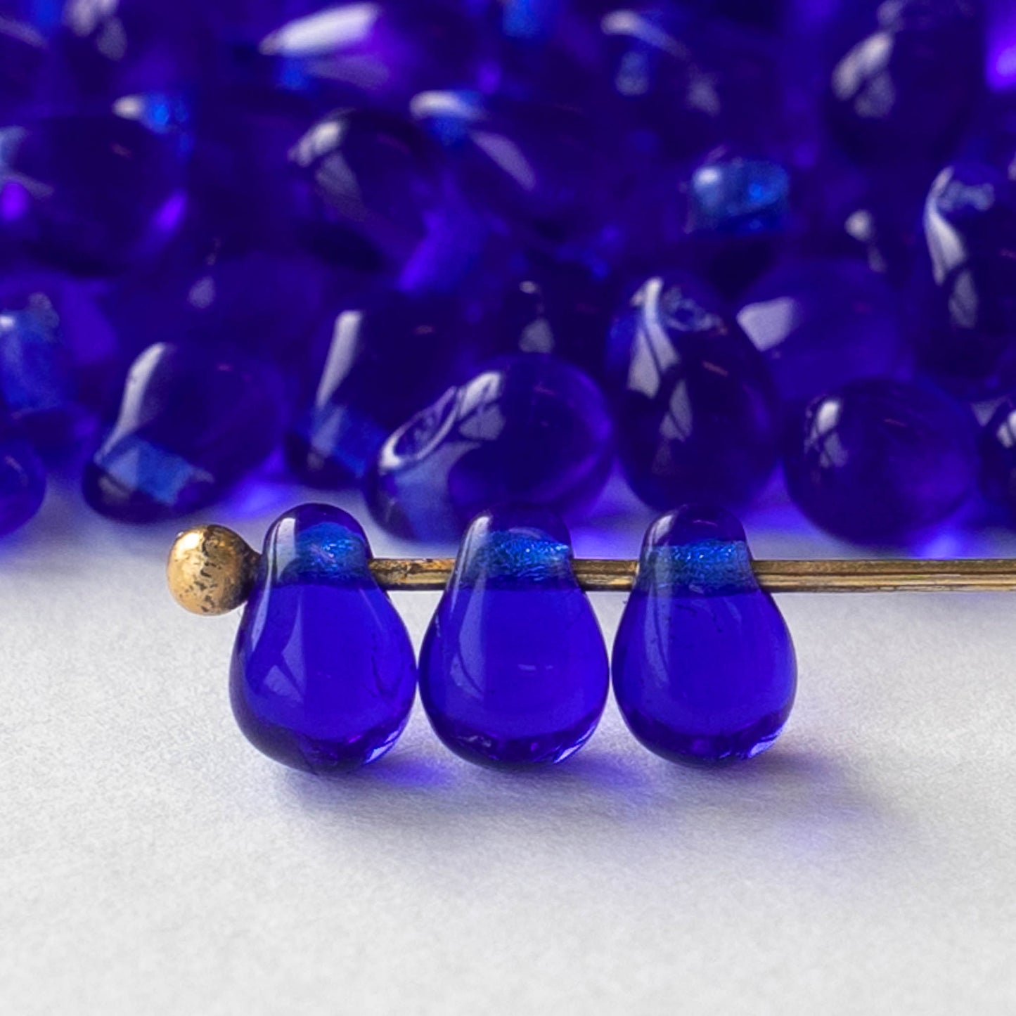 4x6mm Glass Teardrop Beads - Cobalt Blue - 100 Beads