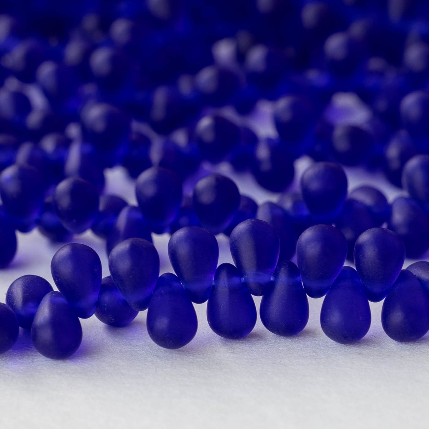 4x6mm Glass Teardrop Beads - Cobalt Matte - 100 Beads