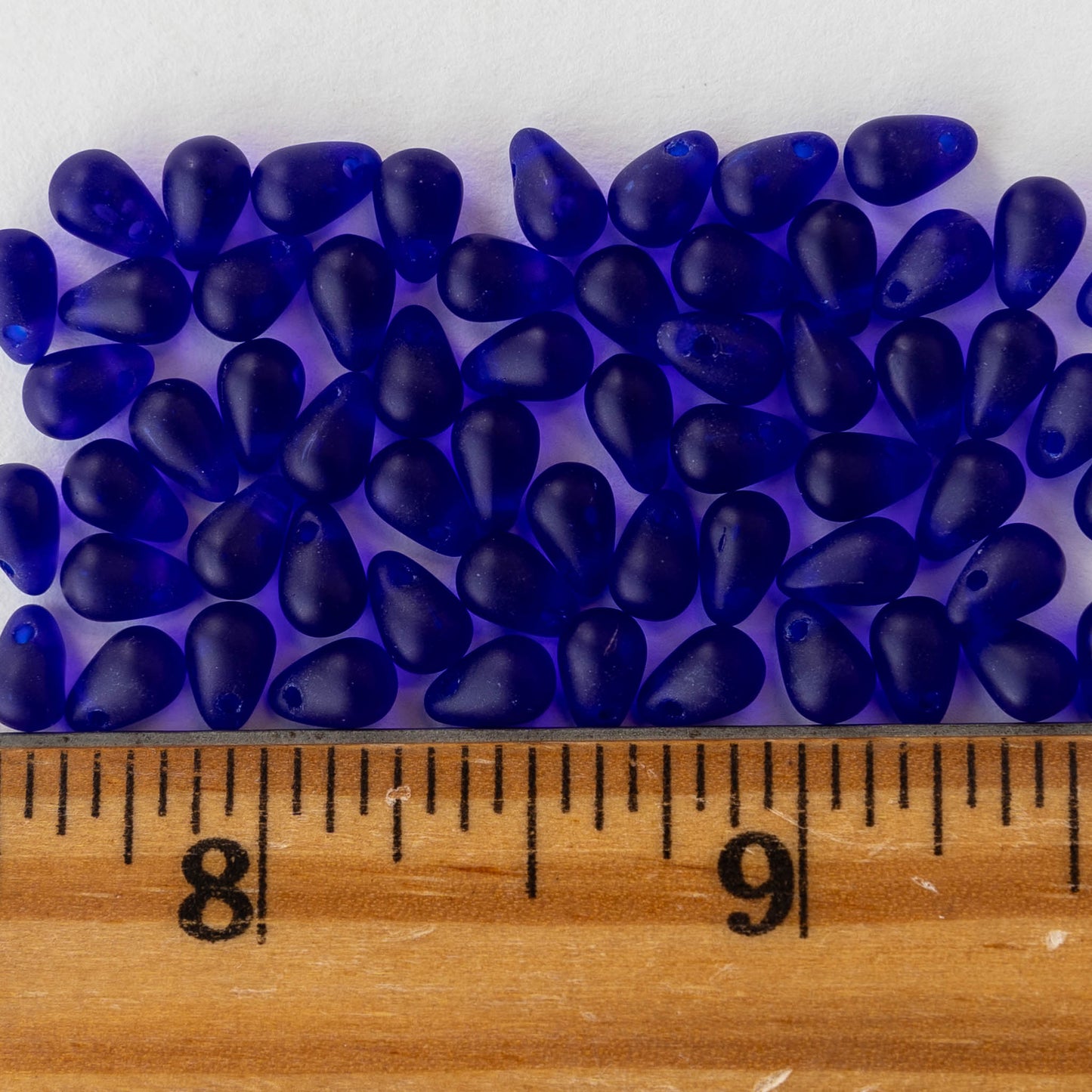 4x6mm Glass Teardrop Beads - Cobalt Matte - 100 Beads