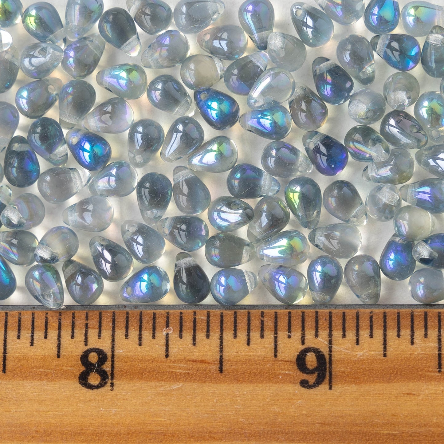 4x6mm Glass Teardrop Beads - Black Diamond AB - 100 Beads