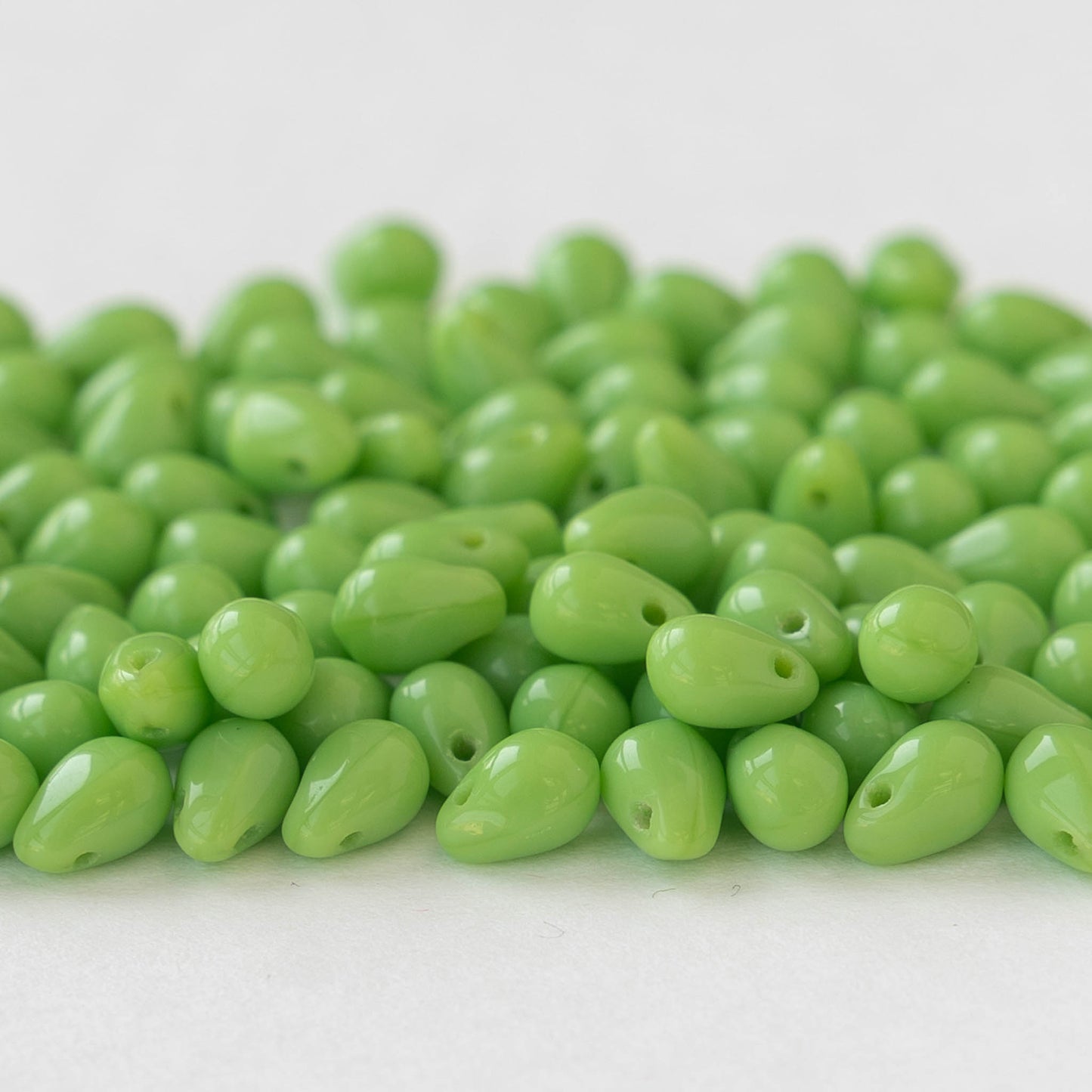 4x6mm Glass Teardrop Beads - Light Green - Czech Teardrop Beads –  funkyprettybeads