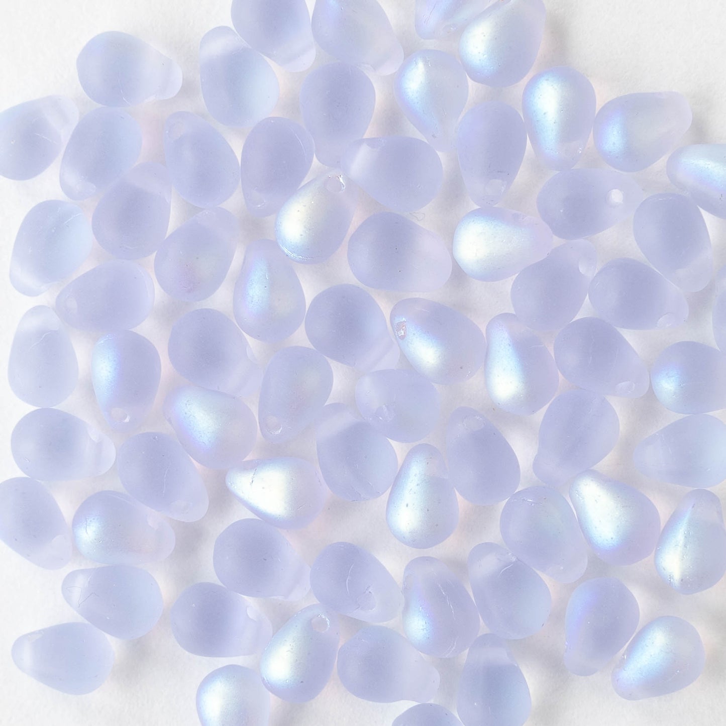 4x6mm Glass Teardrop Beads - Lavender AB Matte - 100 Beads