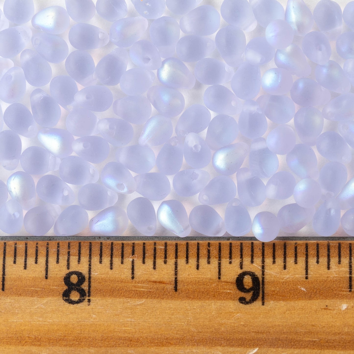 4x6mm Glass Teardrop Beads - Lavender AB Matte - 100 Beads