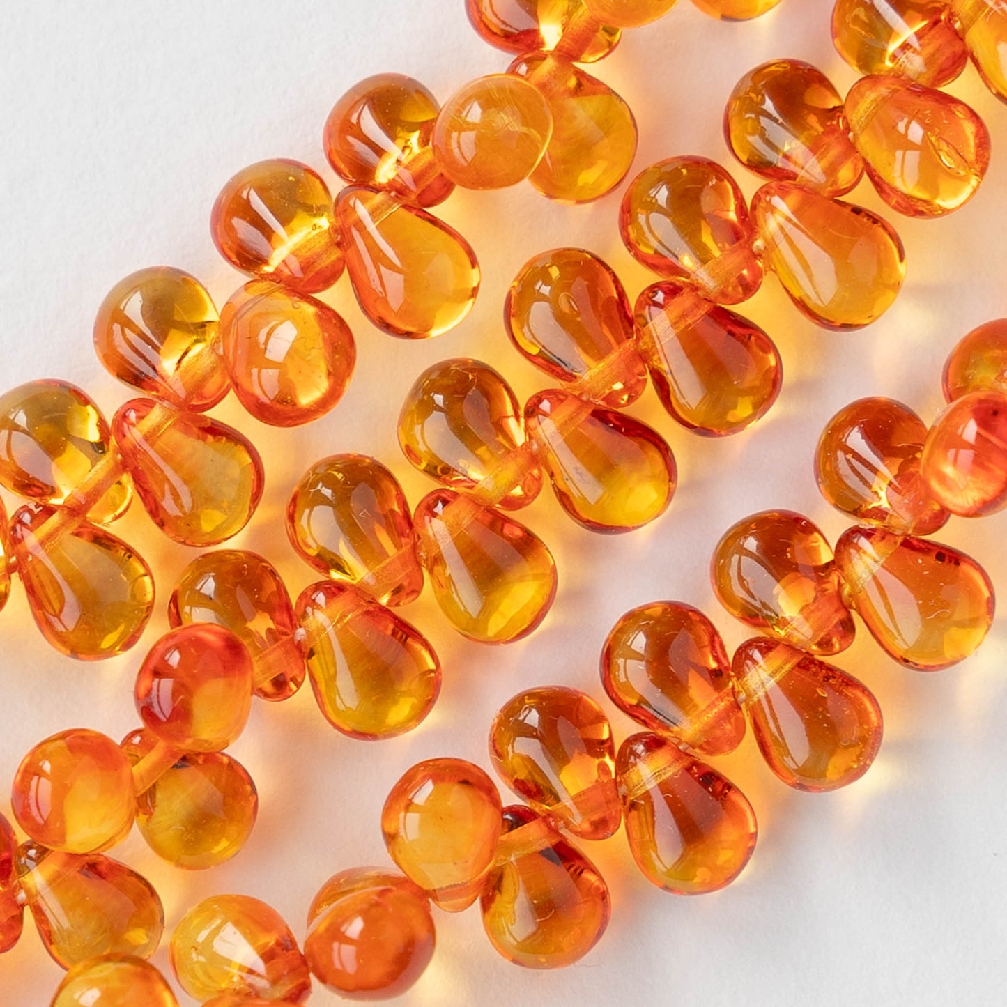 4x6mm Glass Teardrop Beads - Orange Hyacinth - 80 Beads