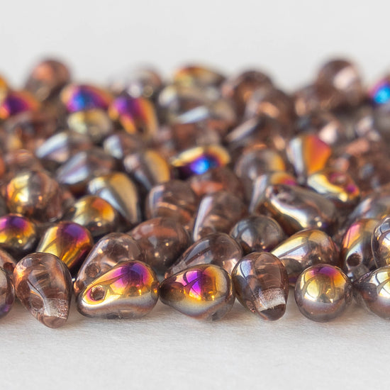4x6mm Glass Teardrop Beads -  Metallic Color Mix - 100 Beads