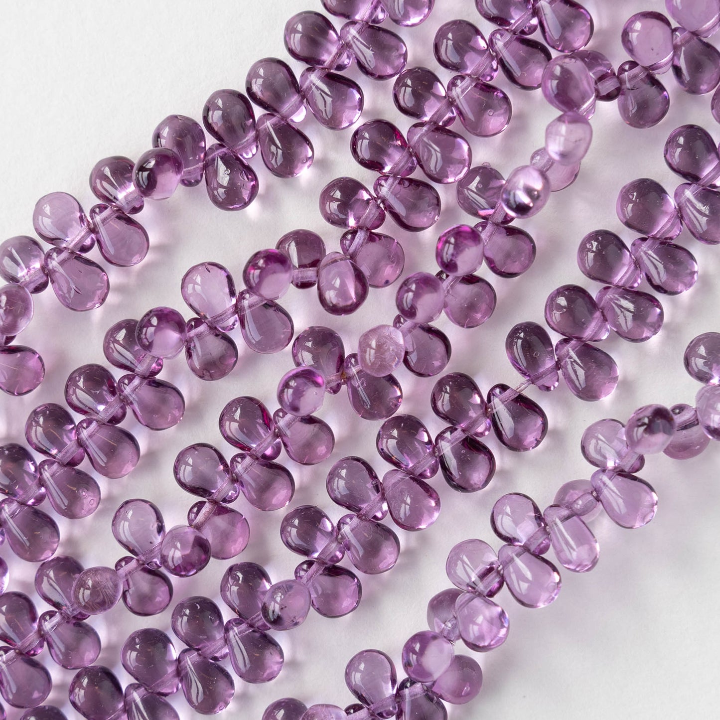 4x6mm Glass Teardrop Beads - Lilac Purple - 80 Beads