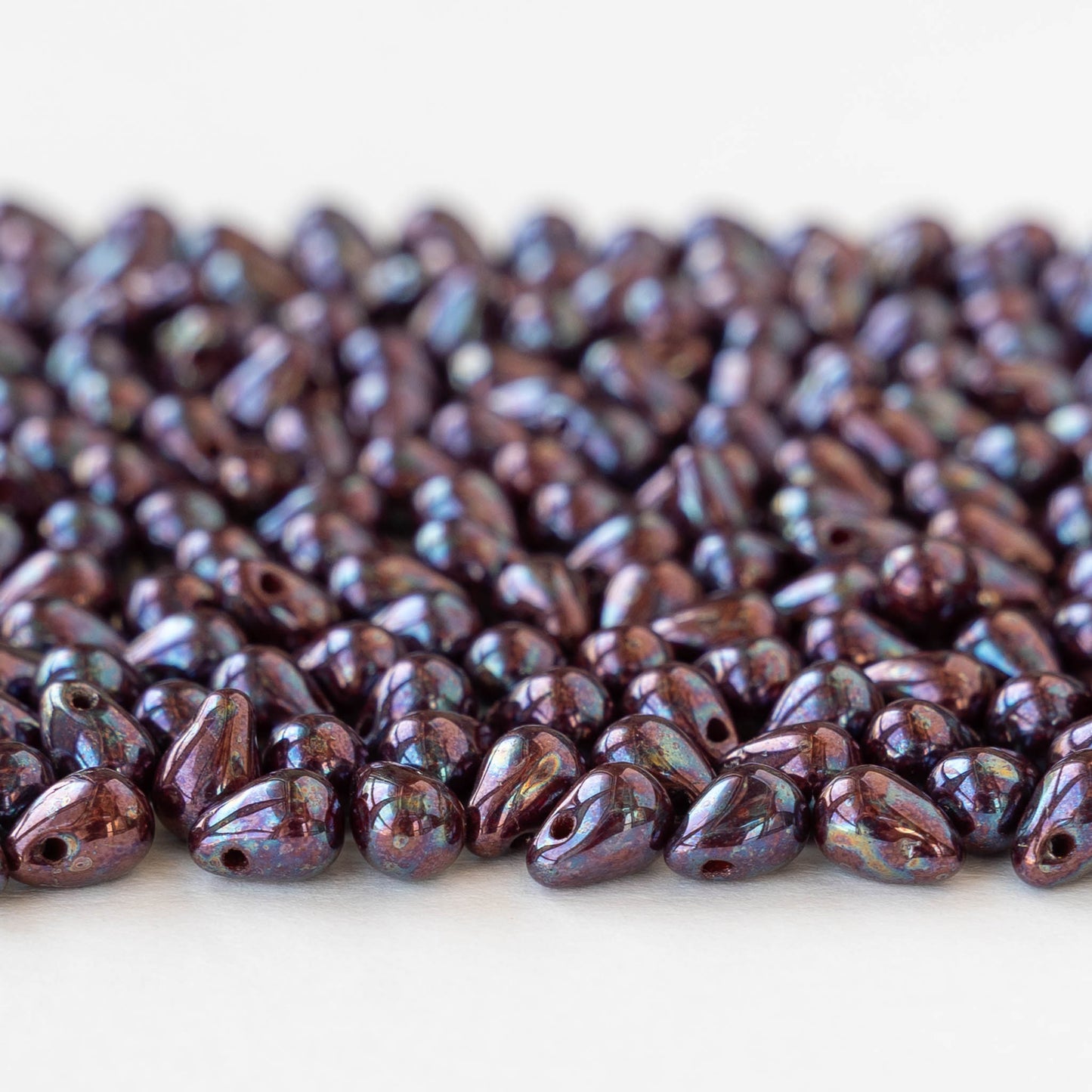 4x6mm Glass Teardrop Beads - Purple Nebula - 50 beads