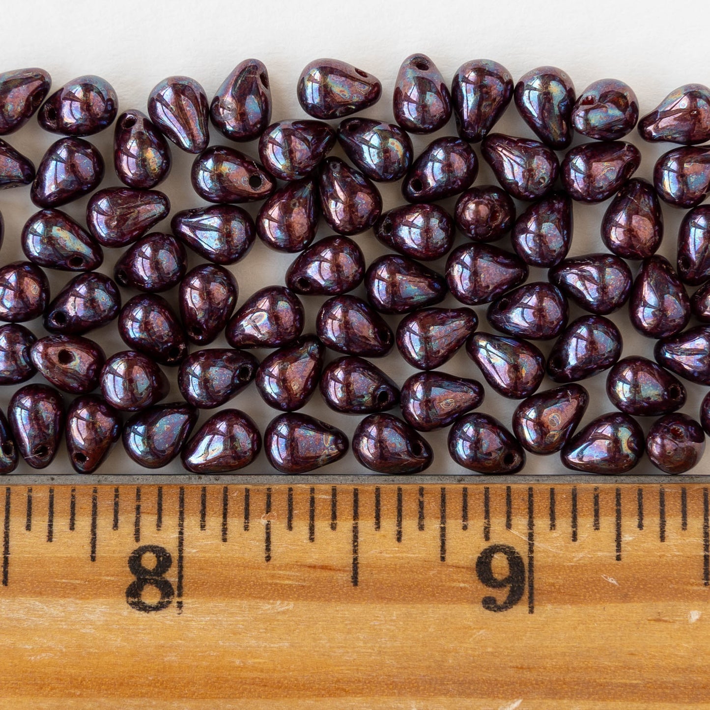 4x6mm Glass Teardrop Beads - Purple Nebula - 50 beads