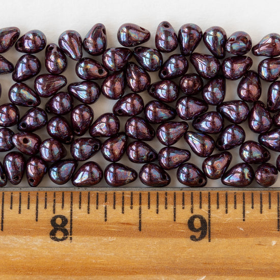 4x6mm Glass Teardrop Beads - Purple Nebula - 50 beads