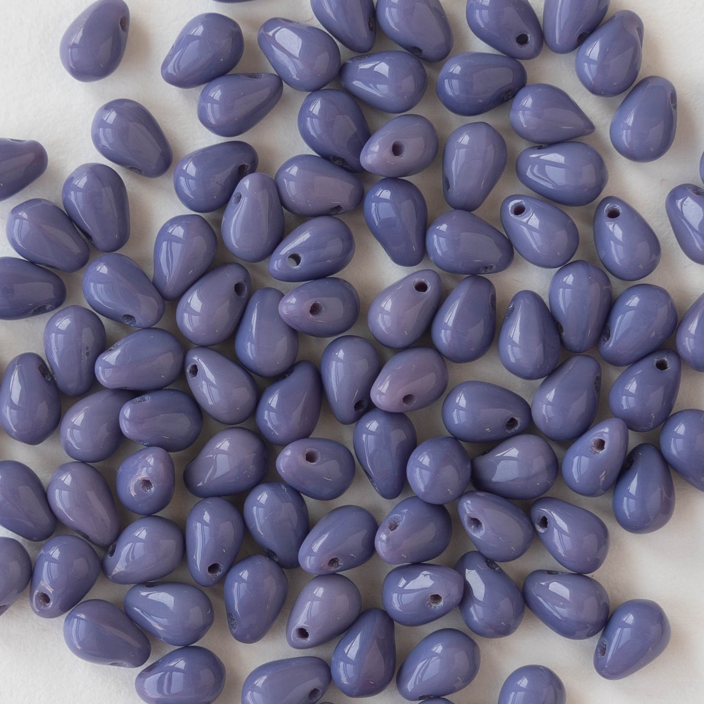4x6mm Glass Teardrop Beads - Opaque Purple - 100 Beads