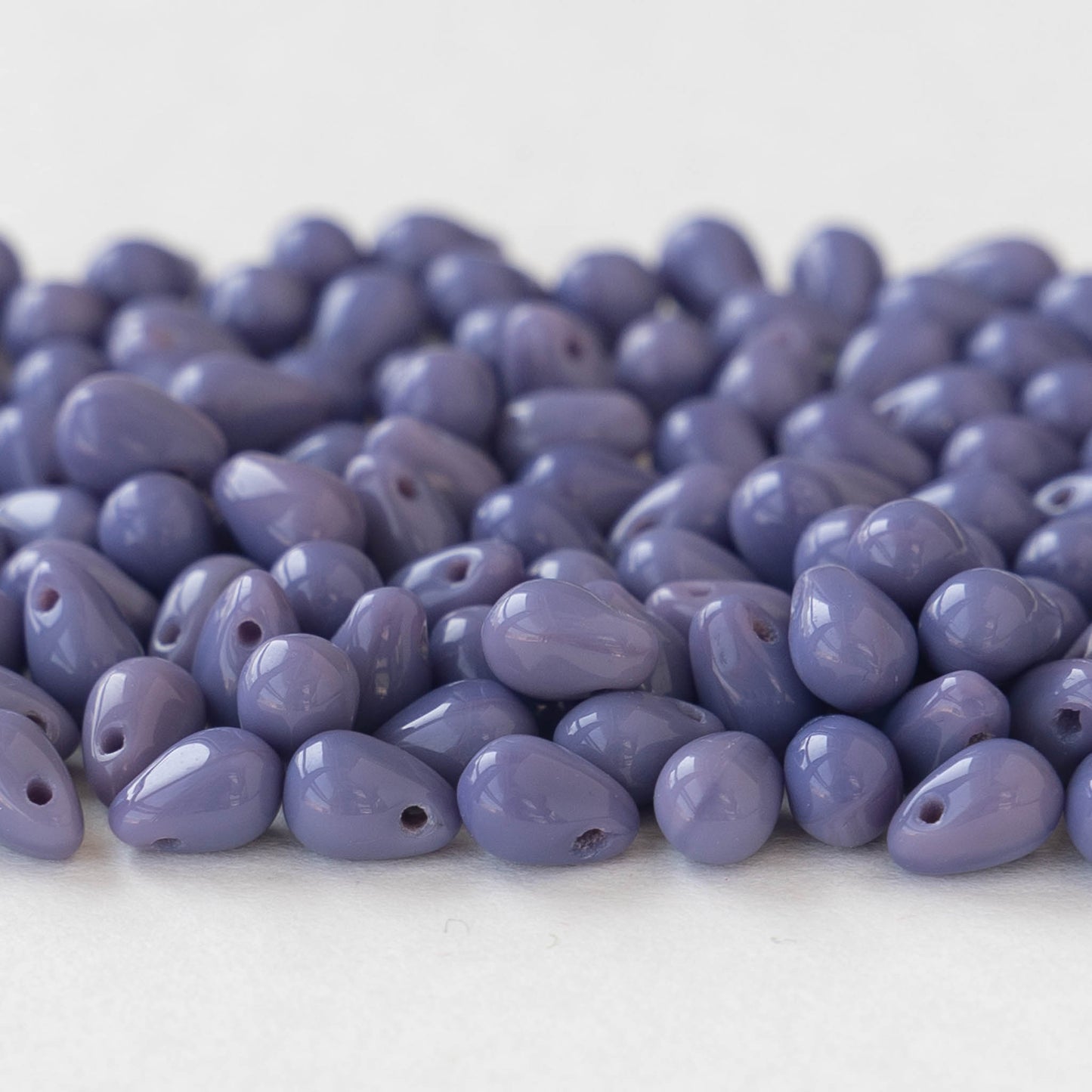 4x6mm Glass Teardrop Beads - Opaque Purple - 100 Beads