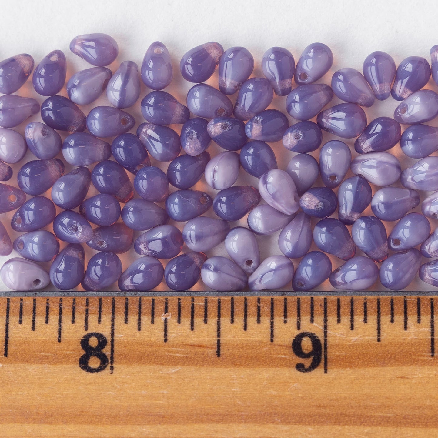 4x6mm Glass Teardrop Beads - Purple Opaline - 100 Beads