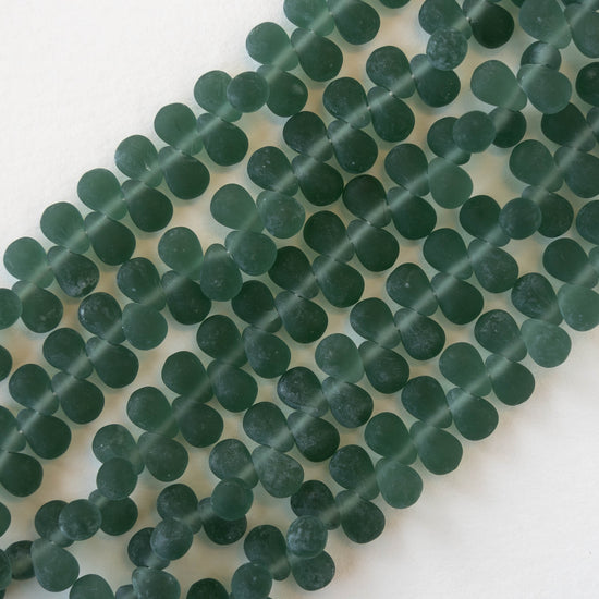 4x6mm Glass Teardrop Beads - Matte Sage Green - 100 Beads