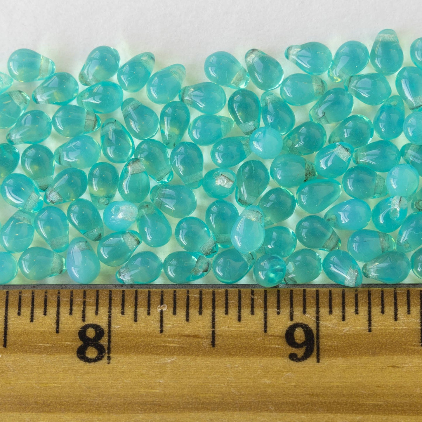4x6mm Glass Teardrop Beads - Opaline Seafoam ~ 100 beads