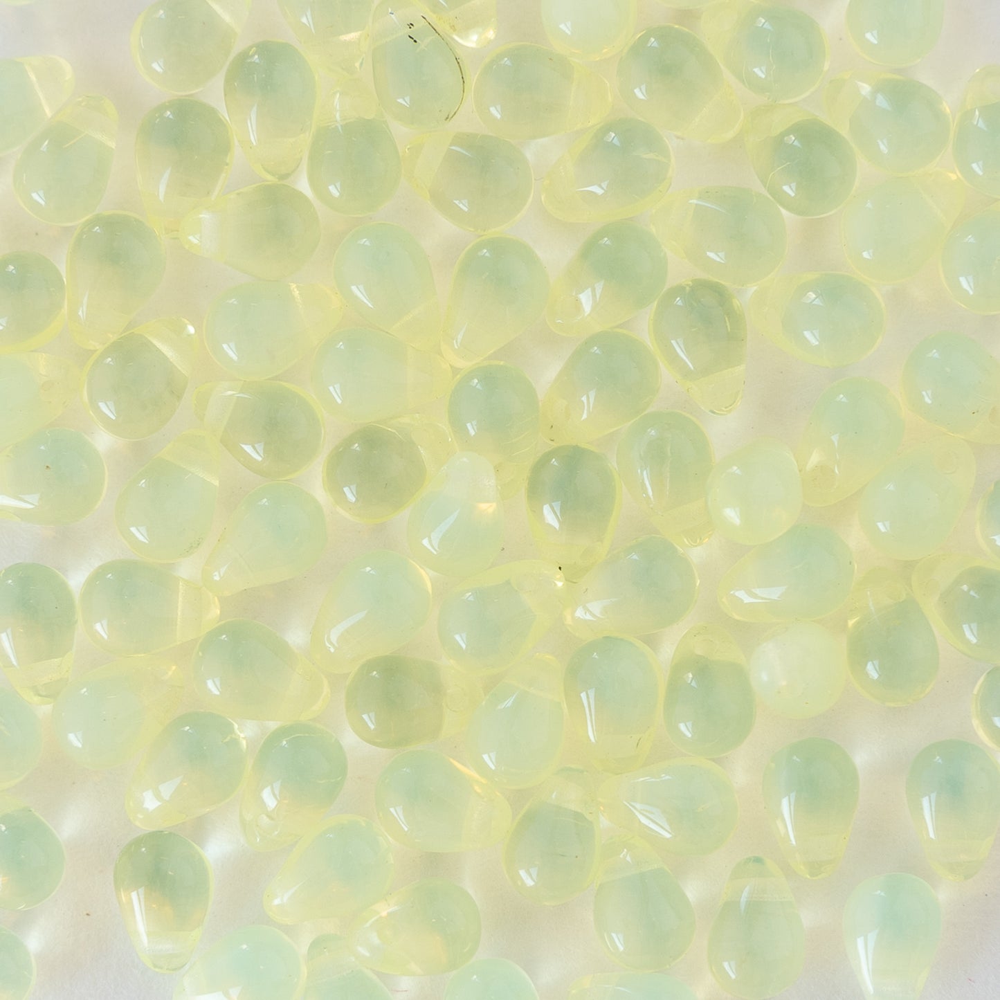 4x6mm Glass Teardrop Beads - Jonquil Yellow Opaline - 100 Beads