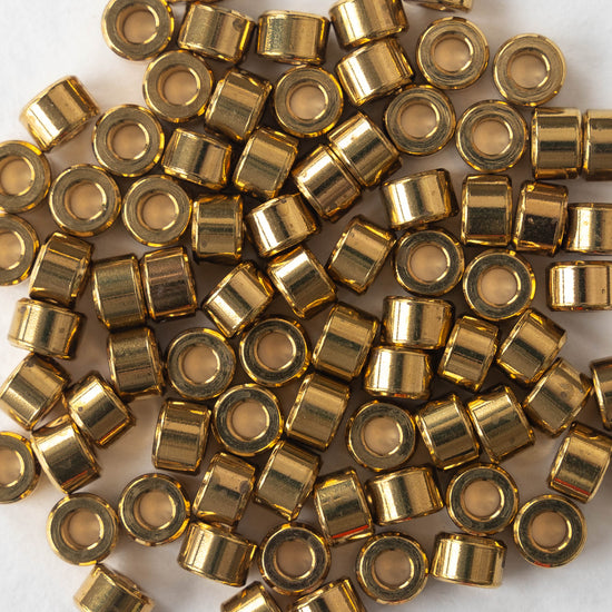 4x6mm Tube Beads Beads - 24kGold Plated Brass - 20 beads