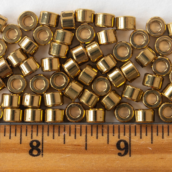 4x6mm Tube Beads Beads - 24kGold Plated Brass - 20 beads
