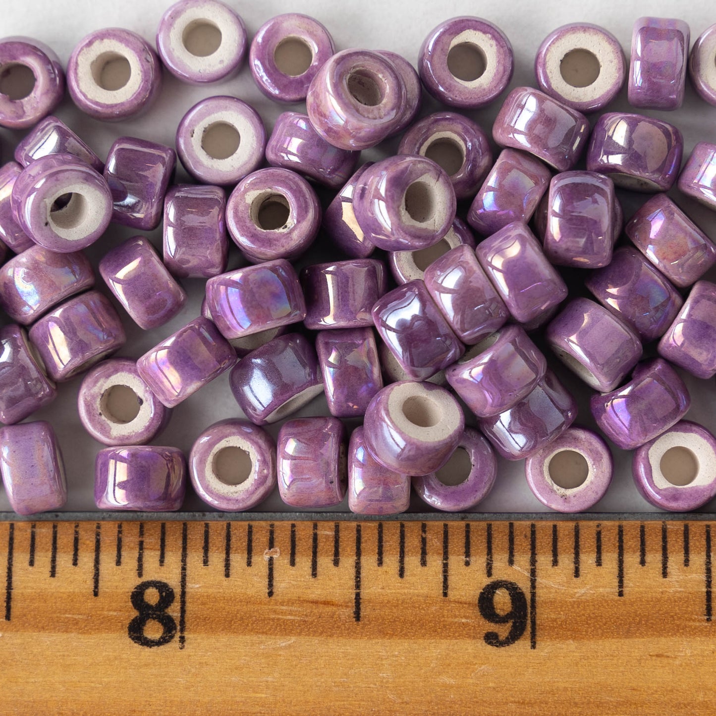 10mm Glazed Ceramic Round Beads - Iridescent Purple Passion - 6 or 18 –  funkyprettybeads