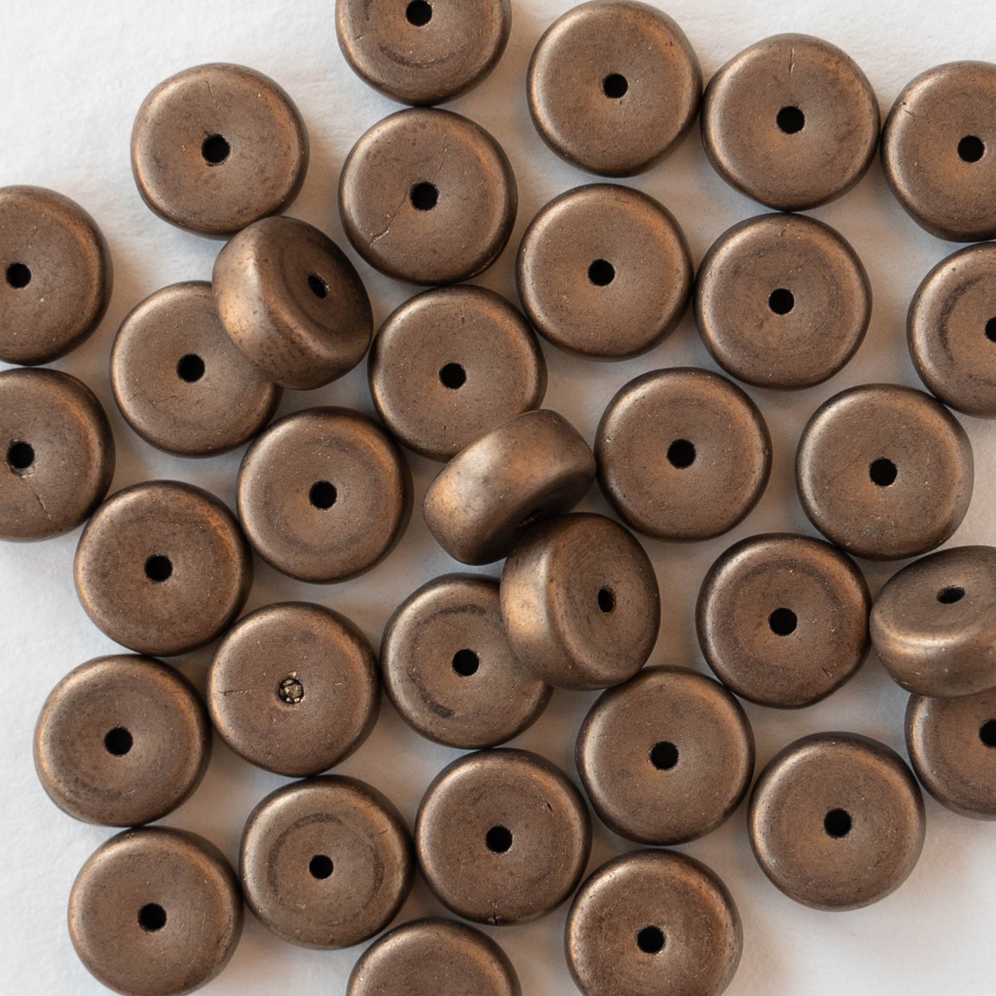 4x8mm Glass Heishi Beads - Opaque Matte Bronze - 30 Beads