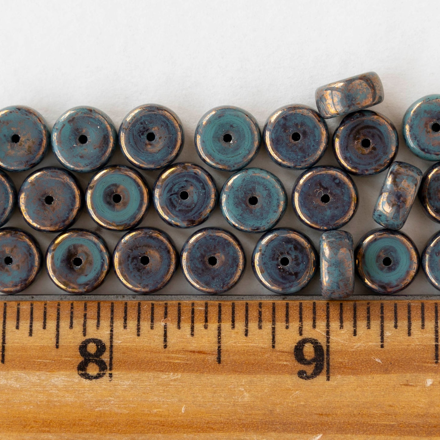 4x8mm Glass Heishi Beads - Tiffany Green Bronze - 10 or 20 beads