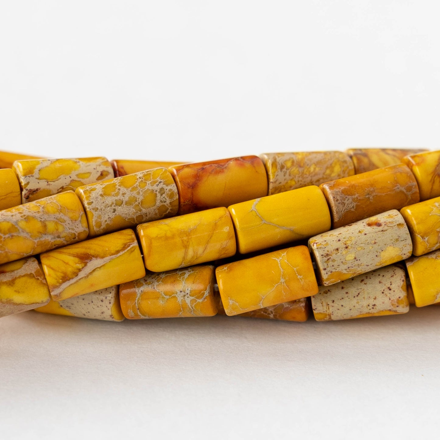 4x8mm Impression Jasper Tube Beads - Yellow - 1 Strand - 47 beads