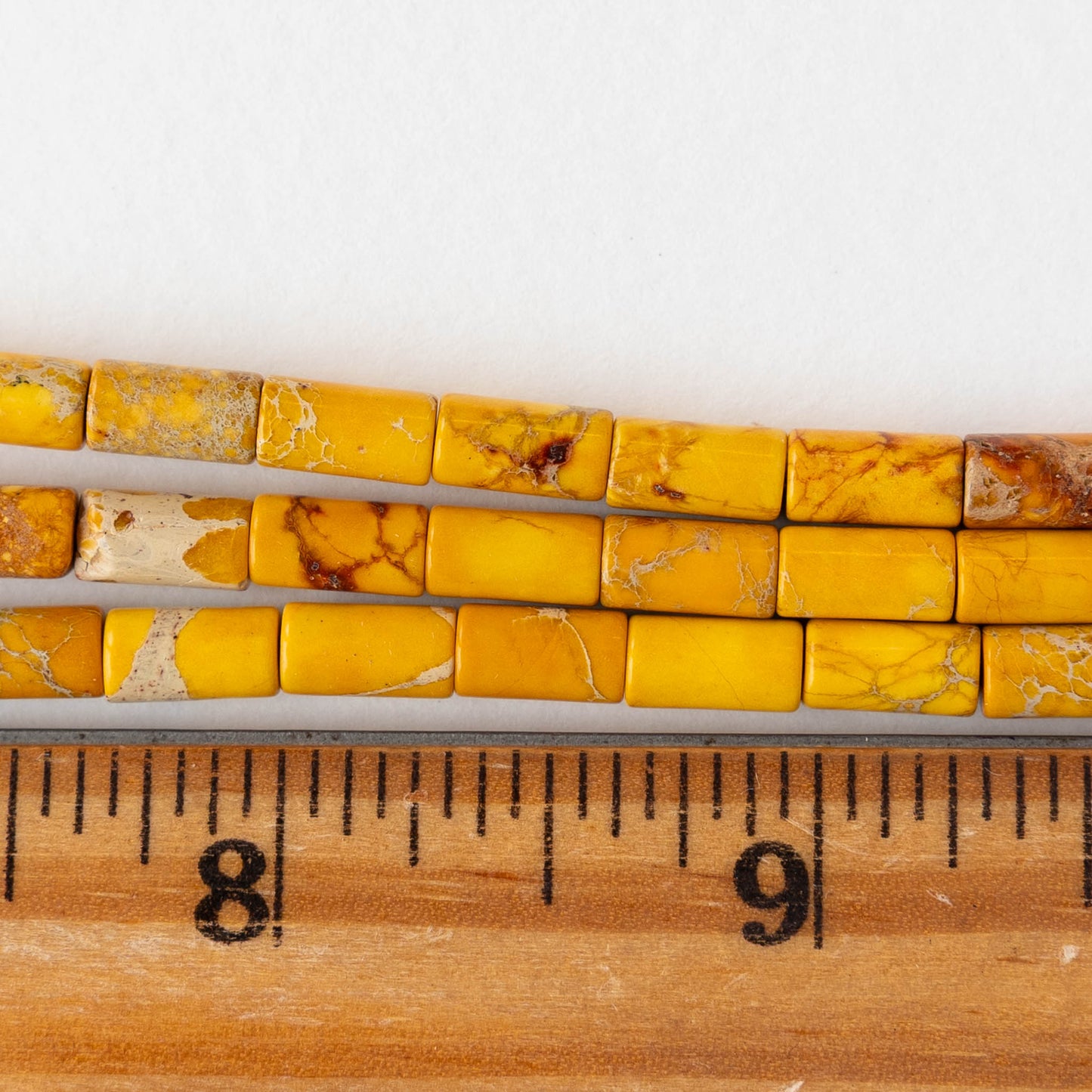 4x8mm Impression Jasper Tube Beads - Yellow - 1 Strand - 47 beads