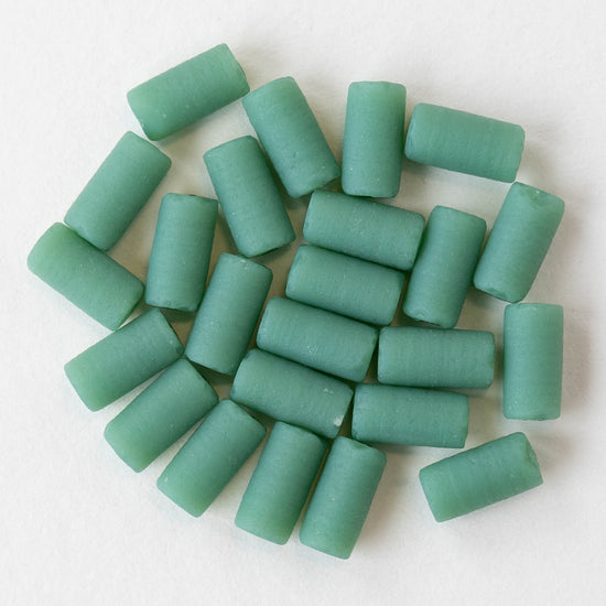 Load image into Gallery viewer, 4x9mm Frosted Glass Tube Beads - Opaque Seafoam - 48 Beads
