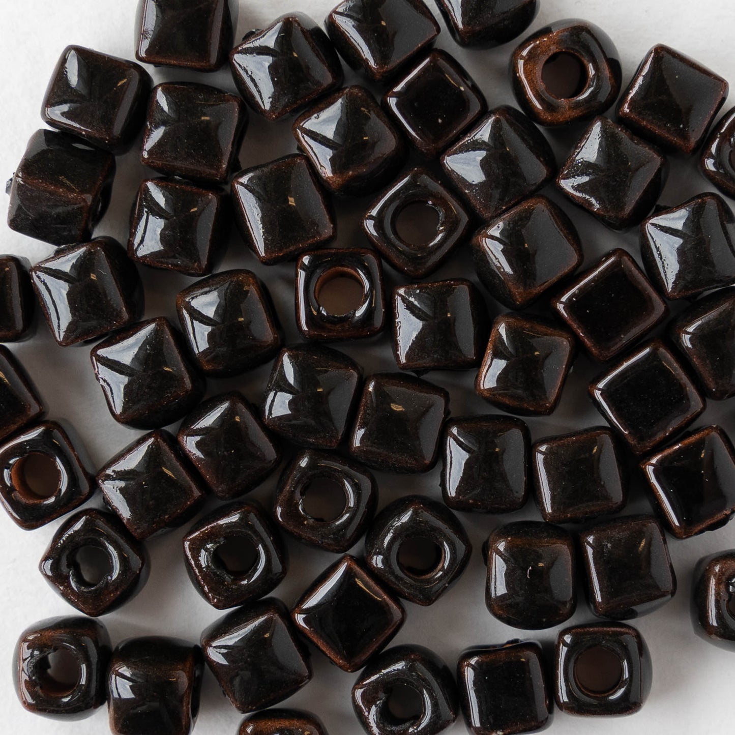 5.5mm Glazed Ceramic Cube Beads - Black - 10 or 30 beads