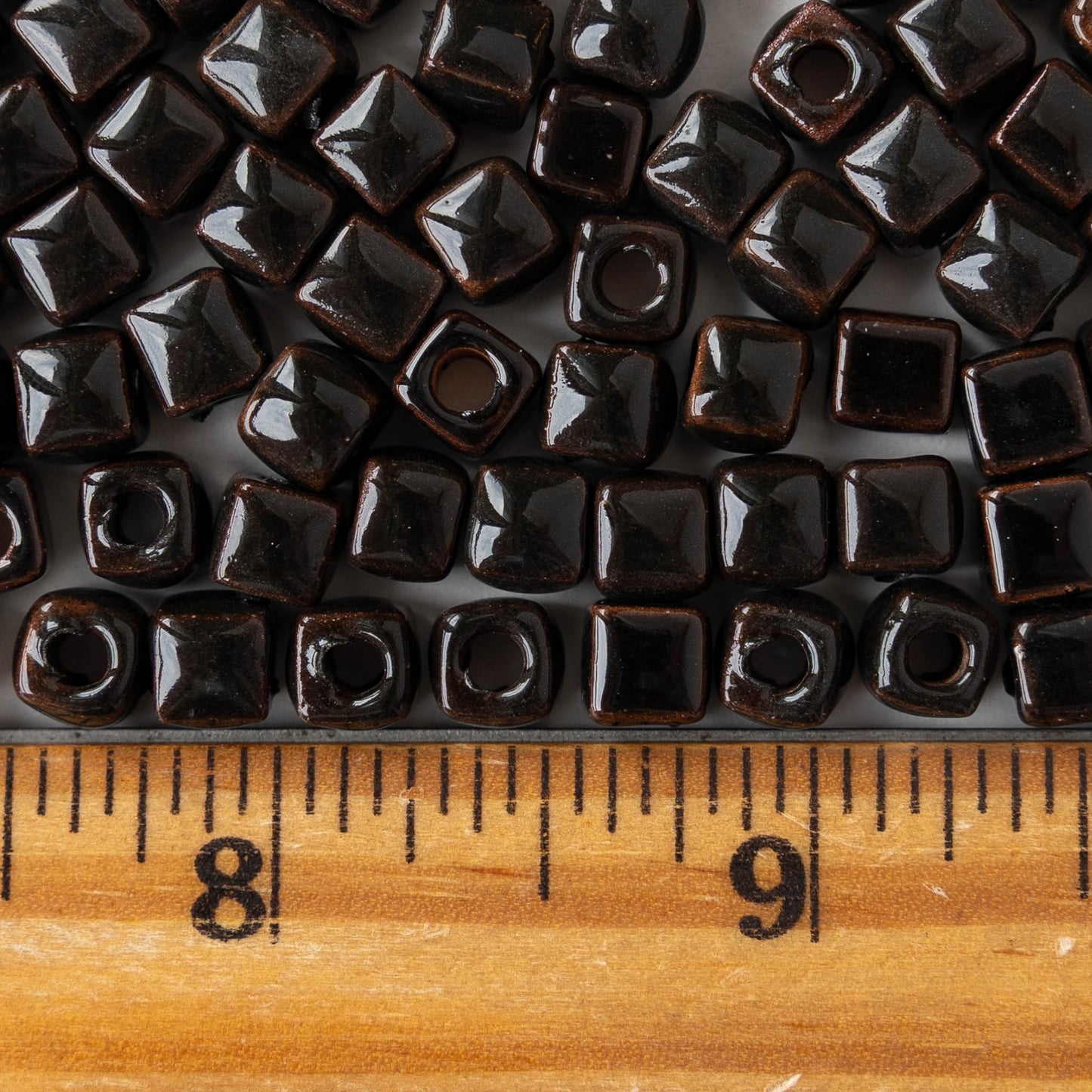 5.5mm Glazed Ceramic Cube Beads - Black - 10 or 30 beads