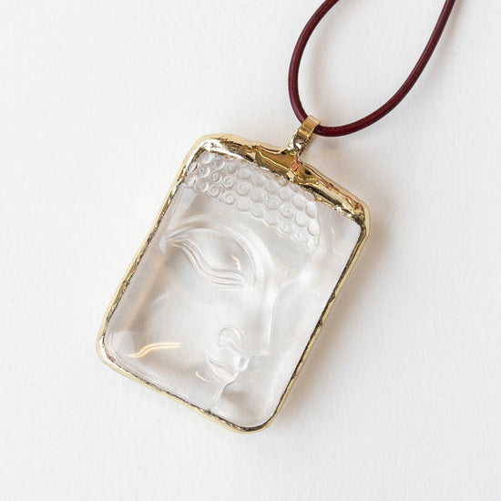 Peaceful Crystal Glass Buddha Pendant Bead  - 1 Pendant