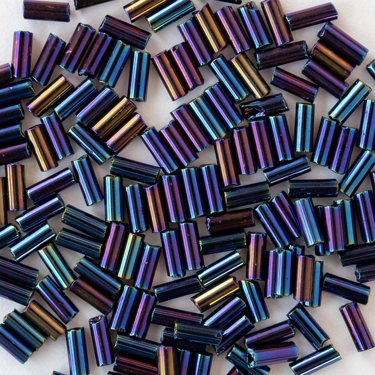 5mm Glass Bugle Beads - Purple Iris - 20 grams