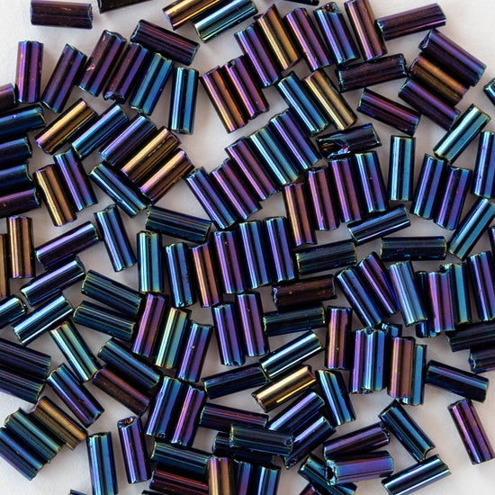 5mm Glass Bugle Beads - Purple Iris - 20 grams