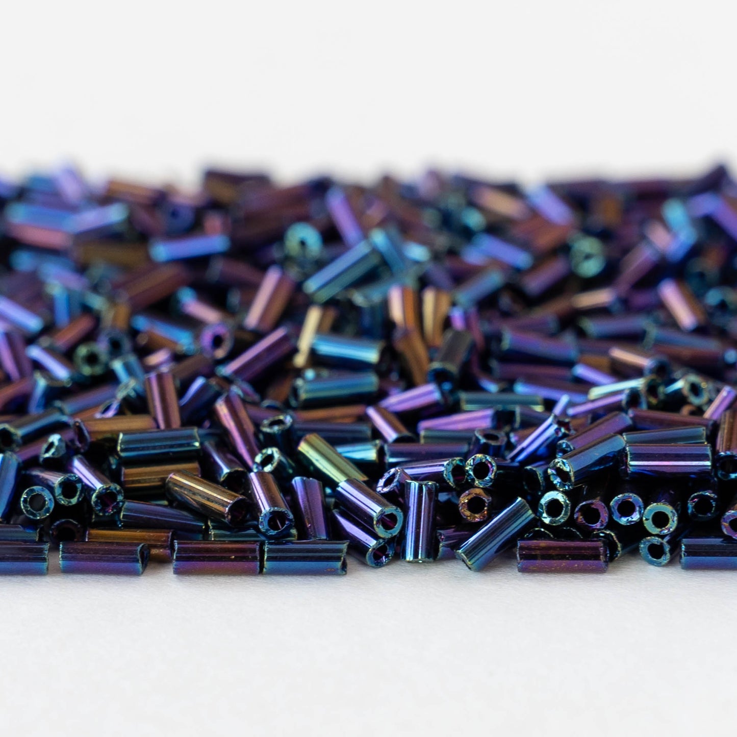 5mm Glass Bugle Beads - Purple Iris - 20 grams