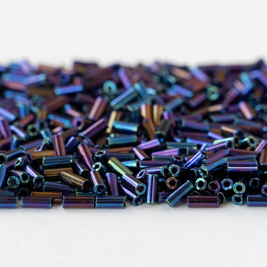 5mm Glass Bugle Beads - Purple Iris - 20 grams