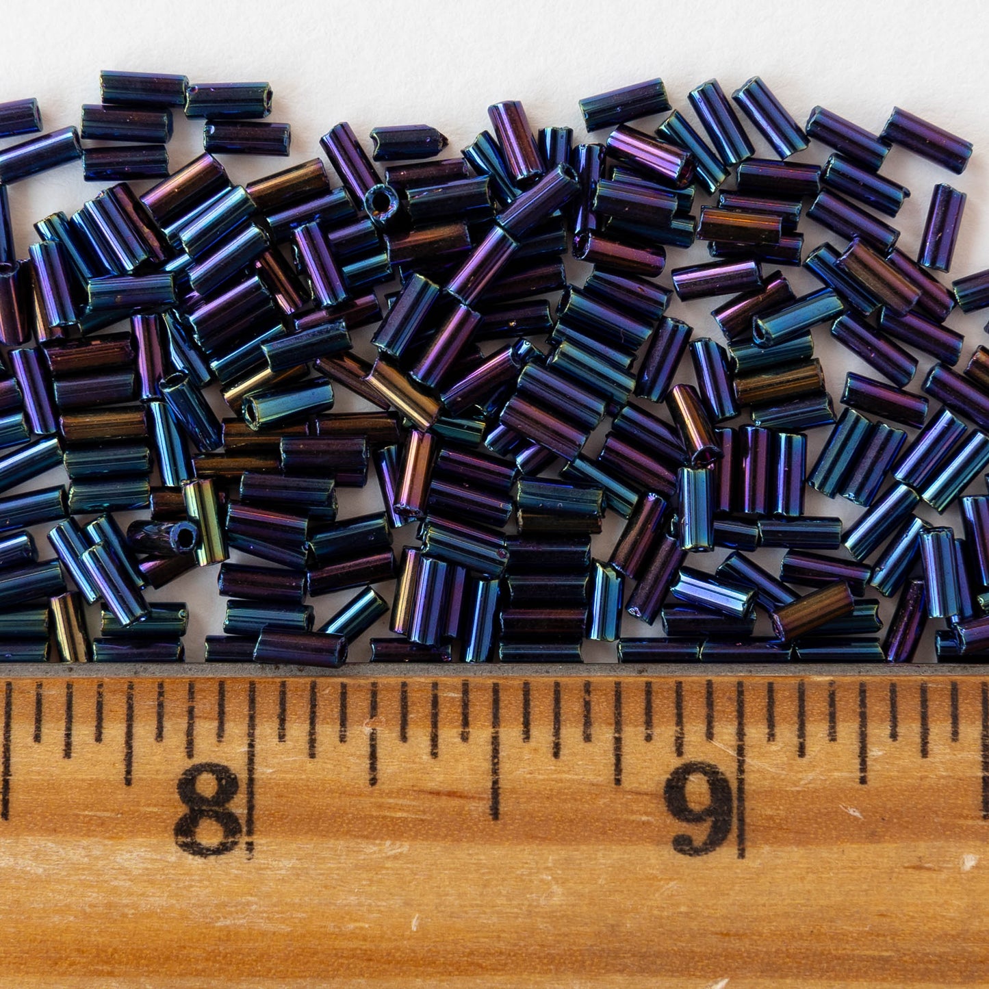 5mm Glass Bugle Beads - Purple Iris - 20 grams