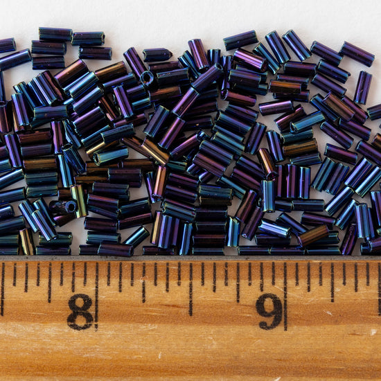 5mm Glass Bugle Beads - Purple Iris - 20 grams