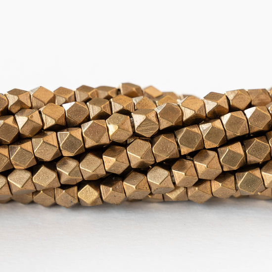 5mm Cornerless Cube Beads - Brass - 25 beads