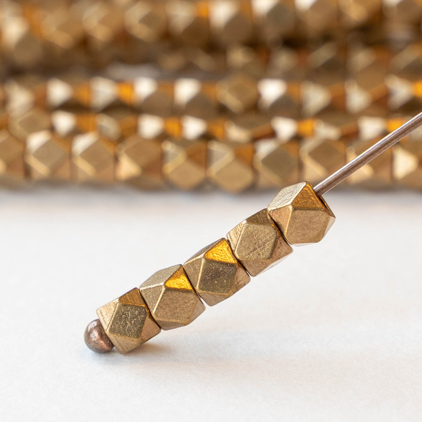 5mm Cornerless Cube Beads - Brass - 25 beads