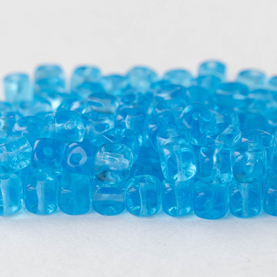 5x7mm Glass Cube Beads - Transparent Aqua - 50 beads